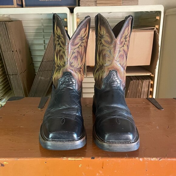 JUSTIN Men’s Size 10 D Composite Toe Black Brown Cowboy Work Boots WK4818 - Picture 4 of 11